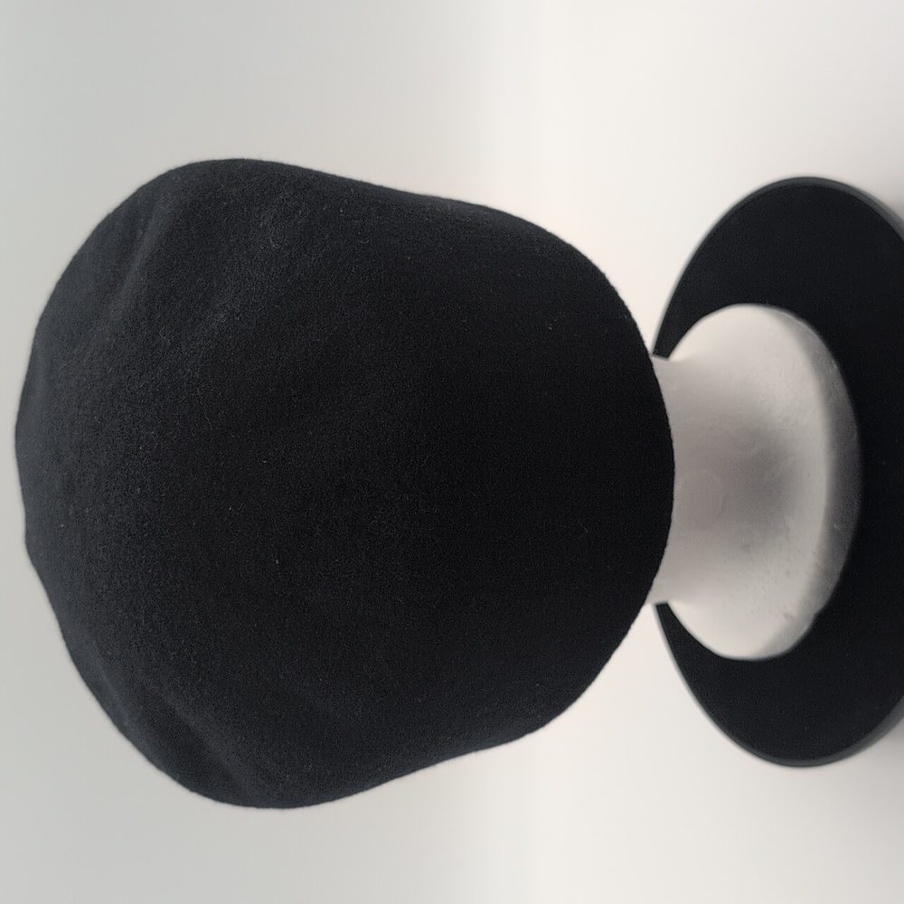 Parkhurst| Black Wool Hat Classic Silhouette With Gold Toned Stoned Leaf Brooch - Picture 5 of 10
